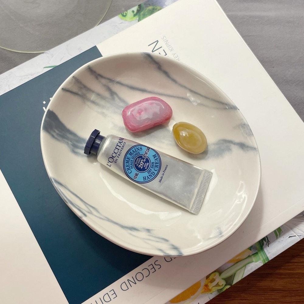 marble print soap trinket dish
